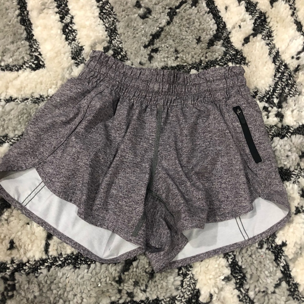 lululemon athletica Heathered Mauve Running Shorts with Zip Pocket